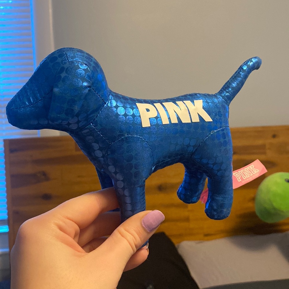 PINK Victoria's Secret Pink blue shiny polka dot Dog